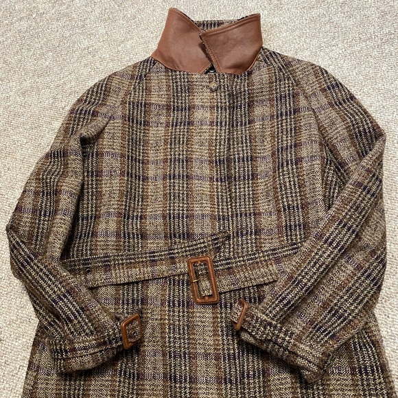 Dolce & Gabbana Brown Tweed Metallic Trench with Leather Detailing - Picture 9 of 14